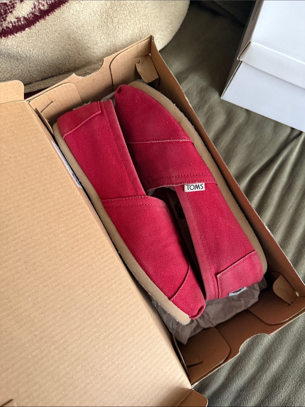 Toms Red Canvas Slip-On Shoes
